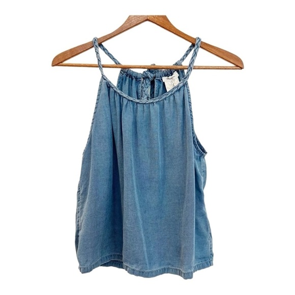 Joie Braided Tie Chambray Halter Top NWT - Picture 1 of 6